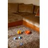 Tapis laine naturel feutré longues mèches design Rocks