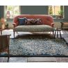 Tapis laine poils ras tufté main floral design Bird