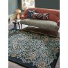 Tapis laine poils ras tufté main floral design Bird