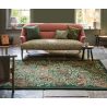 Tapis laine poils ras tufté main floral design Bird