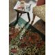 Tapis laine poils ras tufté main floral design Bird