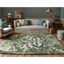 Tapis viscose et laine floral tufté main moderne Bluebell