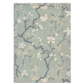 Tapis effet 3D laine et viscose tufté main floral design Anthea