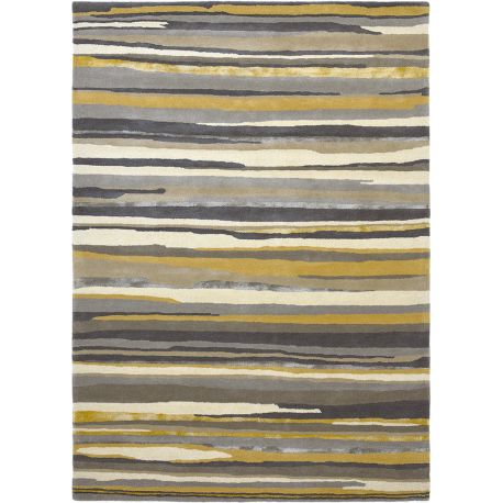 Tapis moderne laine et viscose rayé tufté main Elsdon