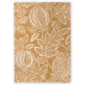 Tapis laine effet 3D tufté main floral design Cantaloupe