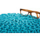 Pouf tricot en coton fait main turquoise Ulysse