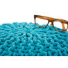 Pouf tricot en coton fait main turquoise Ulysse