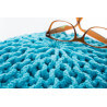 Pouf tricot en coton fait main turquoise Ulysse