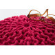 Pouf tricot en coton fait main rose Ulysse