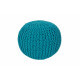 Pouf tricot en coton fait main turquoise Ulysse