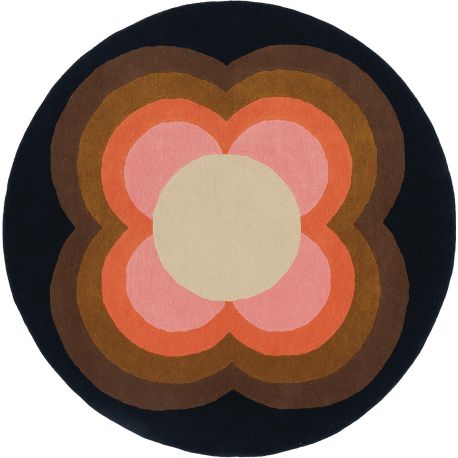 Tapis rond laine floral tufté main design Sunflower