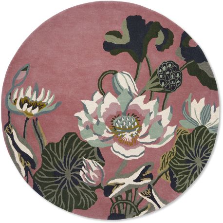 Tapis rond laine floral design Waterlily