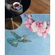 Tapis floral laine et viscose tufté main design Hummingbird
