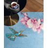 Tapis floral laine et viscose tufté main design Hummingbird