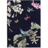 Tapis floral laine et viscose tufté main design Hummingbird