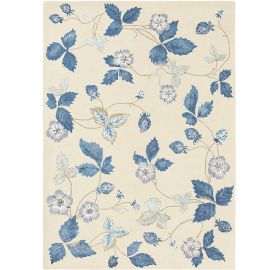 Tapis floral laine et viscose design tufté main Wild Strawberry