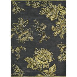 Tapis floral laine et viscose moderne tufté main Tonquin