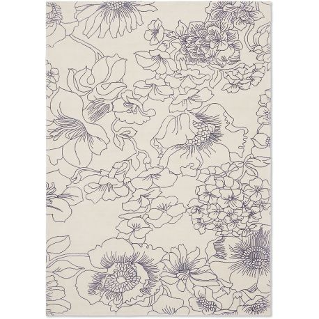 Tapis coton moderne floral rectangle Linear Floral