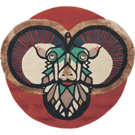 Tapis rond laine et viscose tufté main moderne ethnique Zodiac Aries