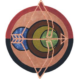 Tapis rond laine et viscose tufté main ethnique Zodiac Sagittarius