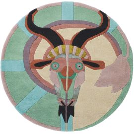 Tapis rond laine et viscose moderne ethnique Zodiac Capricorn