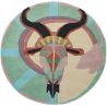 Tapis rond laine et viscose moderne ethnique Zodiac Capricorn