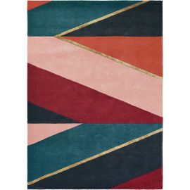 Tapis rectangle moderne laine et viscose graphique Sahara