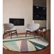 Tapis rond moderne laine et viscose graphique Sahara