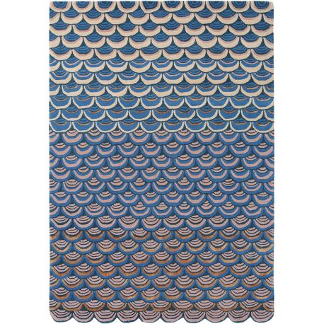 Tapis rectangle laine moderne tufté main courbe Masquerade