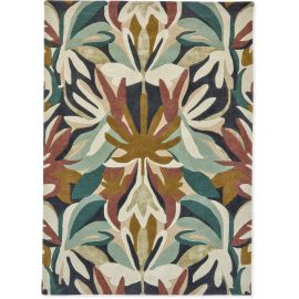 Tapis viscose et laine design tufté main floral Melora