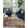 Tapis floral laine moderne tufté main Sanguine