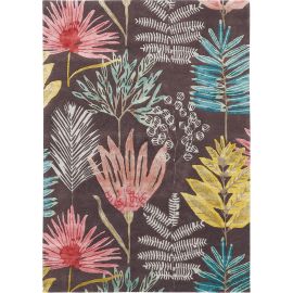 Tapis floral viscose et laine design tufté main Yasuni