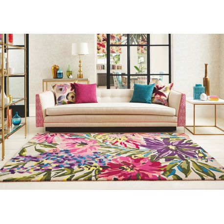 Tapis floral laine rectangle tufté main design Floreale