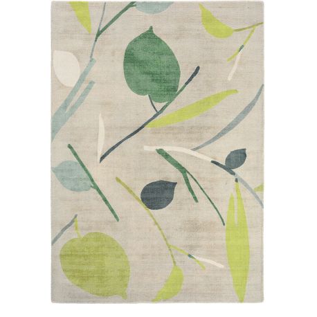 Tapis laine floral rectangle moderne Oxalis