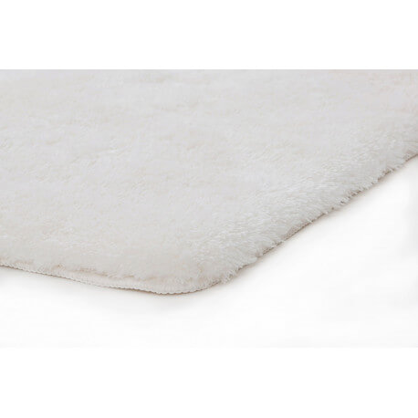 tapis shaggy pour salle de bain blanc lavable en machine venezia