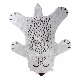 Tapis en coton antidérapant lavable en machine blanc Little Fox Nattiot