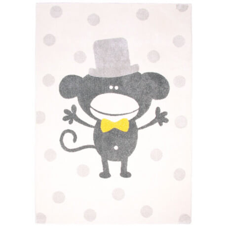 Tapis de confection belge pour enfant gris Polka Monkey Nattiot