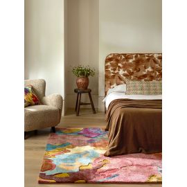 Tapis moderne viscose et laine floral tufté main Foresta