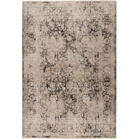 Tapis courtes mèches vintage rayé gris Sila