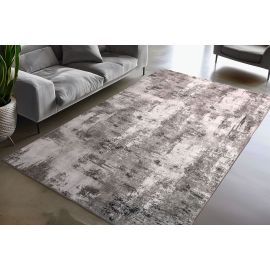 Tapis taupe abstrait lavable en machine design Holo