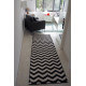 Tapis lavable en machine en coton naturel noir et beige Zig-Zag Lorena Canals
