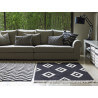 Tapis lavable en machine en coton naturel noir et beige Zig-Zag Lorena Canals