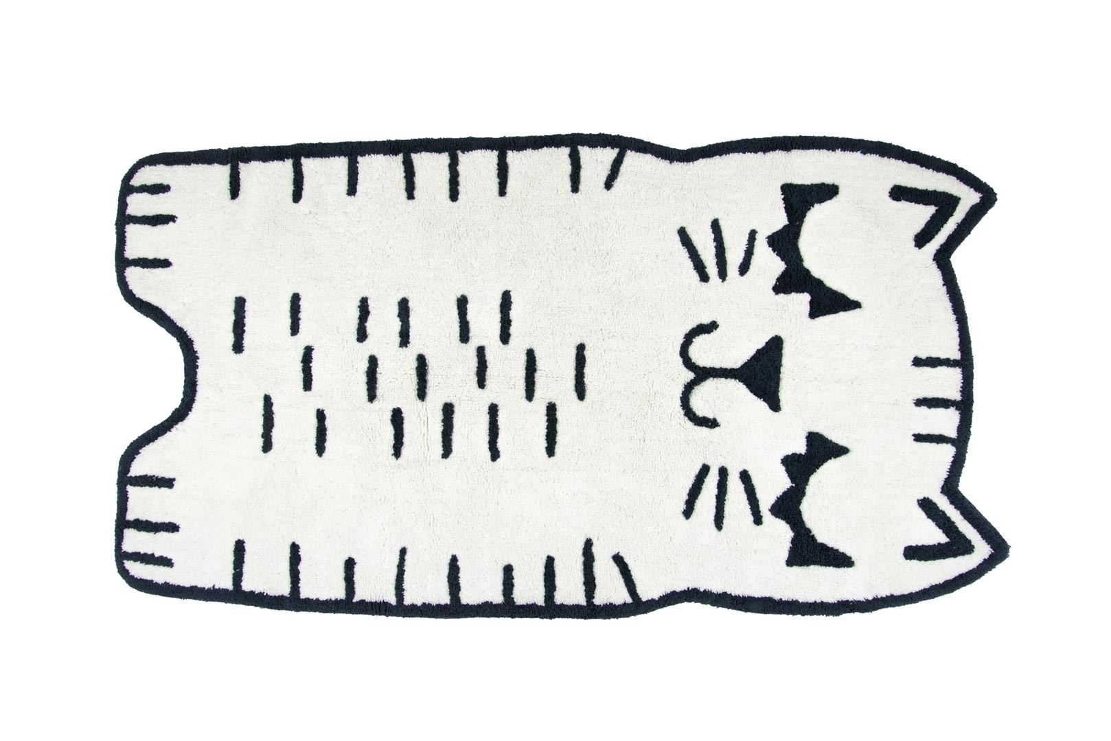 Tapis en forme de chat noir et blanc en coton Charlie Nattiot