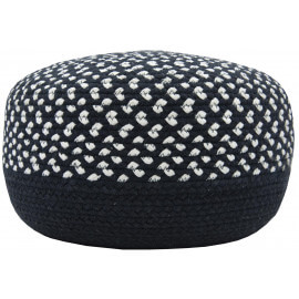 Pouf tressé main en coton noir et blanc Allen Nattiot