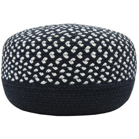 Pouf tressé main en coton noir et blanc Allen Nattiot