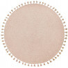 Tapis rond en jute rose avec franges et lurex Heloïse Nattiot