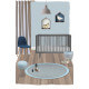 Tapis enfant rond en coton tressé main bleu Brenda Nattiot