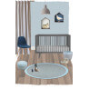 Tapis enfant rond en coton tressé main bleu Brenda Nattiot