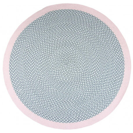 Tapis enfant rond en coton tressé main rose Brenda Nattiot