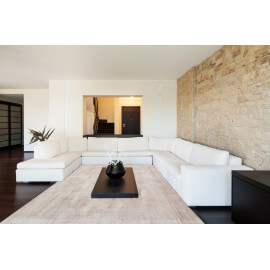 Tapis effet soie en viscose fait main beige Premium